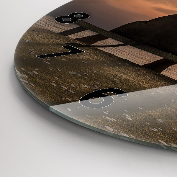 Reloj de cristal redondo Animales Puesta de sol