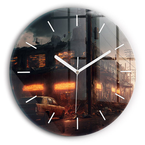 Reloj redondo pared Edificio apocalíptico