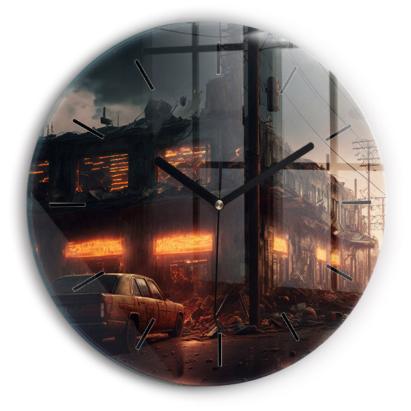 Reloj redondo pared Edificio apocalíptico