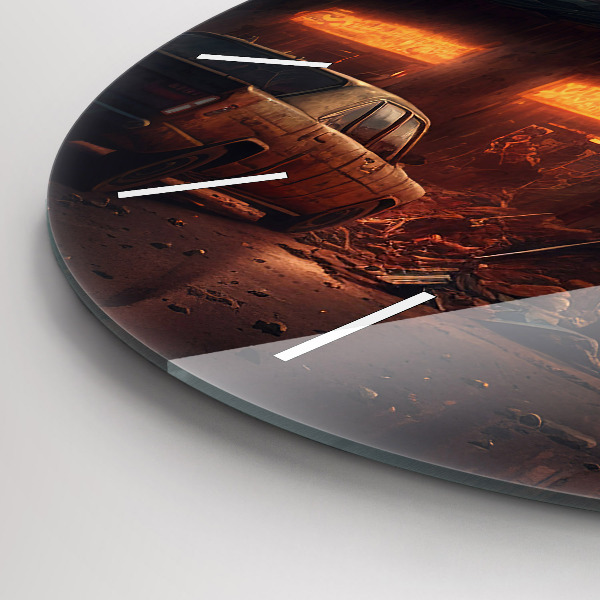 Reloj redondo pared Edificio apocalíptico