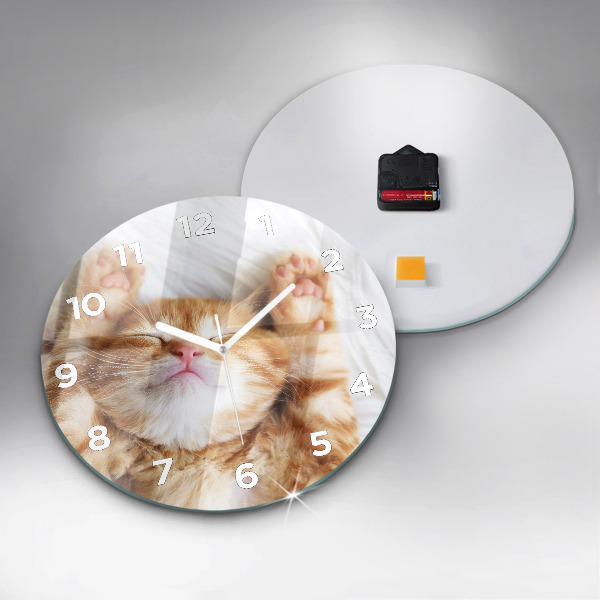 Reloj redondo pared Gatito durmiendo