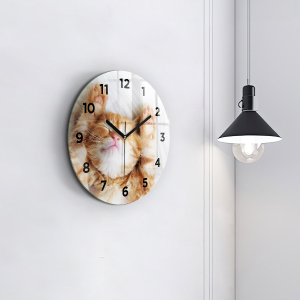 Reloj redondo pared Gatito durmiendo