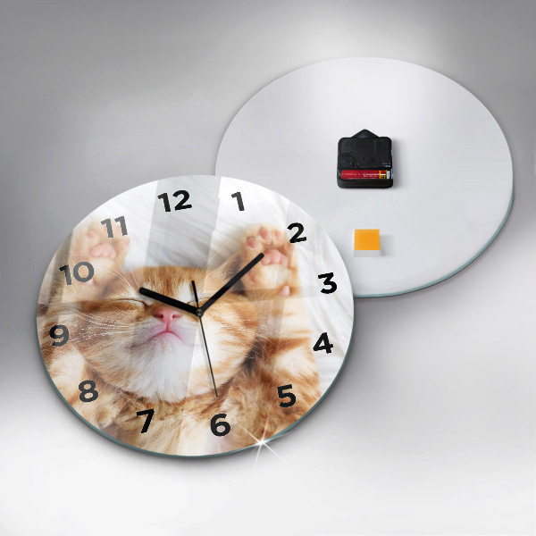Reloj redondo pared Gatito durmiendo