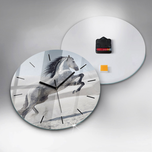 Reloj de pared redondo Caballo blanco al galope