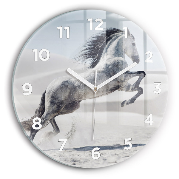 Reloj de pared redondo Caballo blanco al galope