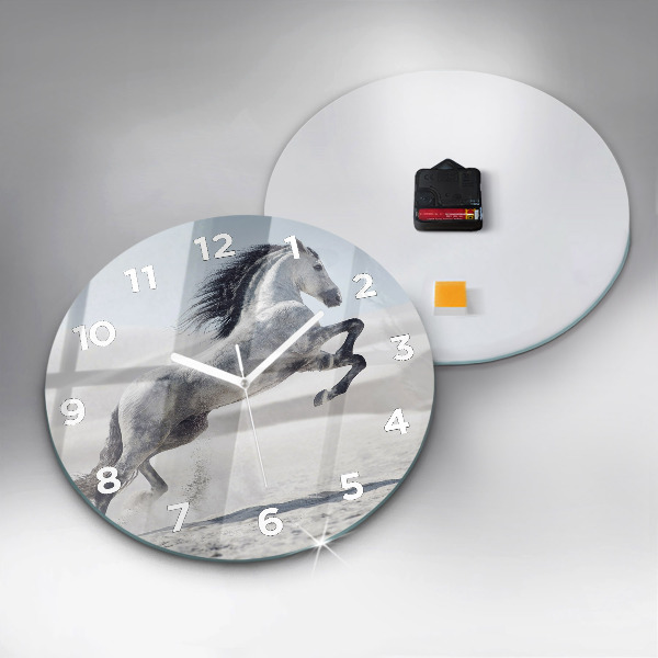 Reloj de pared redondo Caballo blanco al galope