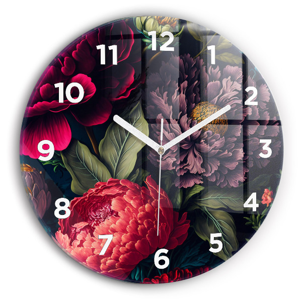 Reloj redondo pared Ramo de flores vintage