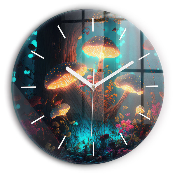 Reloj de pared redondo Bosque y setas mágicas