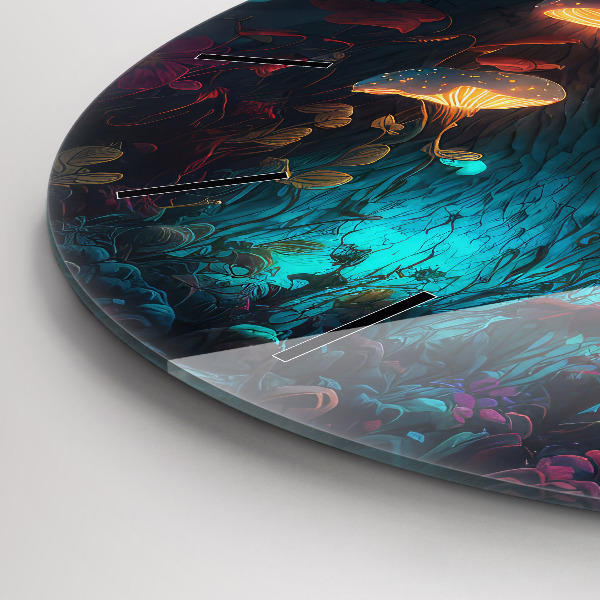 Reloj de pared redondo Bosque y setas mágicas