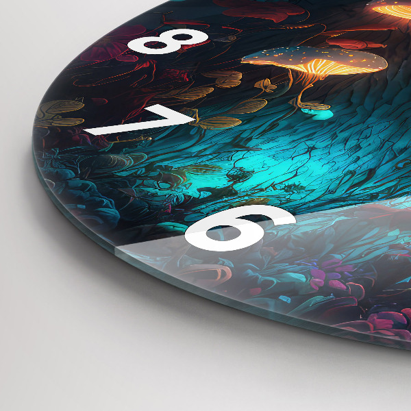 Reloj de pared redondo Bosque y setas mágicas