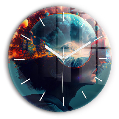 Reloj de pared redondo Mundo virtual futurista