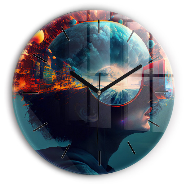 Reloj de pared redondo Mundo virtual futurista
