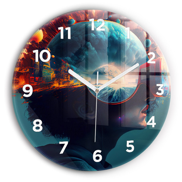 Reloj de pared redondo Mundo virtual futurista