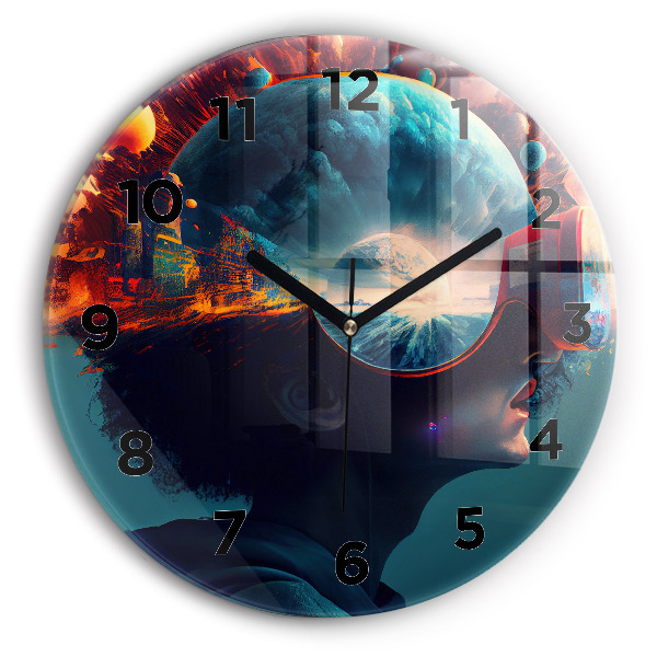 Reloj de pared redondo Mundo virtual futurista