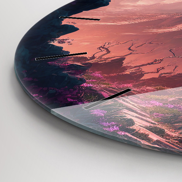 Reloj de cristal redondo Bosque mágico y cordillera