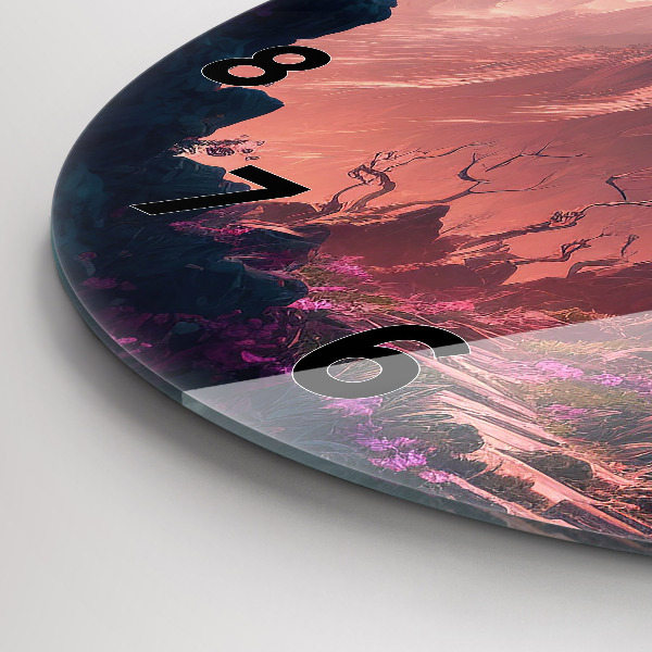 Reloj de cristal redondo Bosque mágico y cordillera