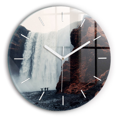 Reloj de pared redondo Cascada Paisaje de Islandia