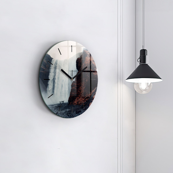 Reloj de pared redondo Cascada Paisaje de Islandia