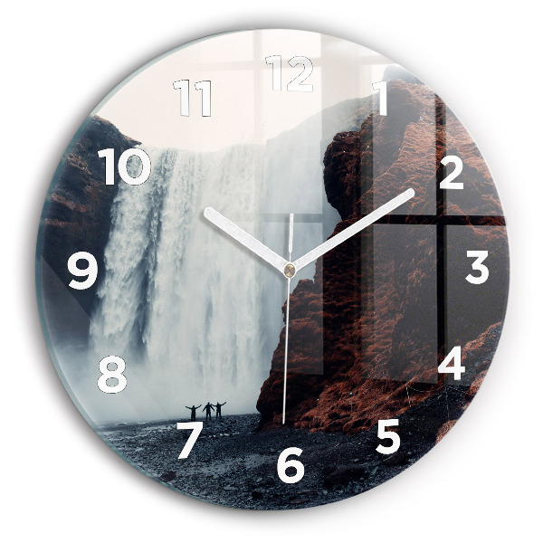 Reloj de pared redondo Cascada Paisaje de Islandia