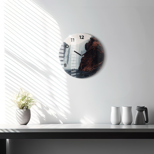 Reloj de pared redondo Cascada Paisaje de Islandia