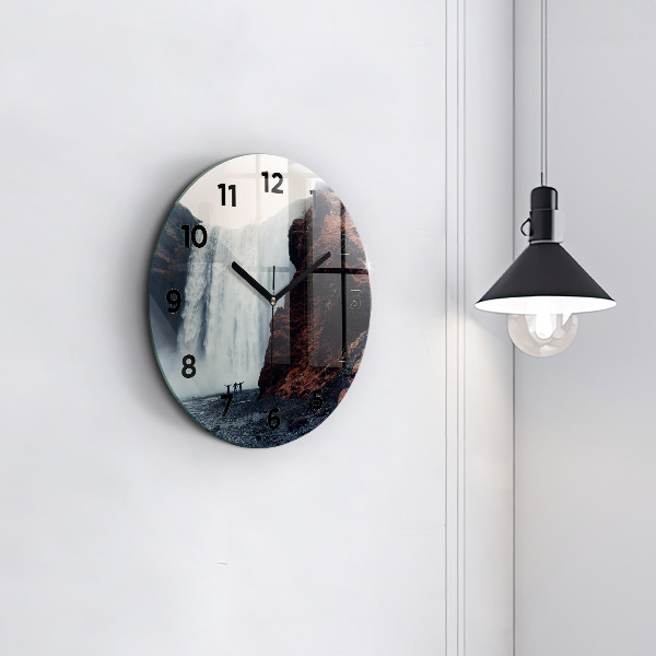 Reloj de pared redondo Cascada Paisaje de Islandia