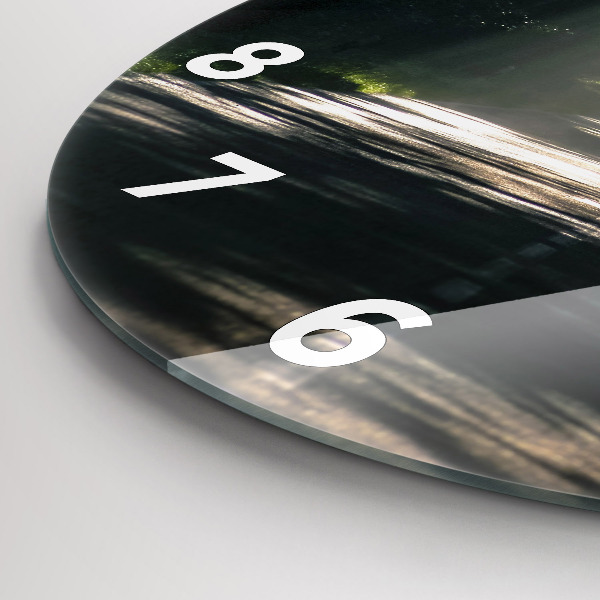 Reloj de pared redondo Carretera forestal y rayas de sol