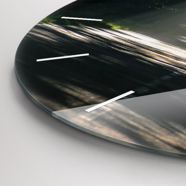 Reloj de pared redondo Carretera forestal y rayas de sol