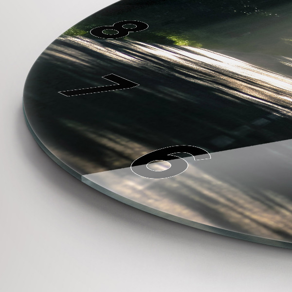 Reloj de pared redondo Carretera forestal y rayas de sol