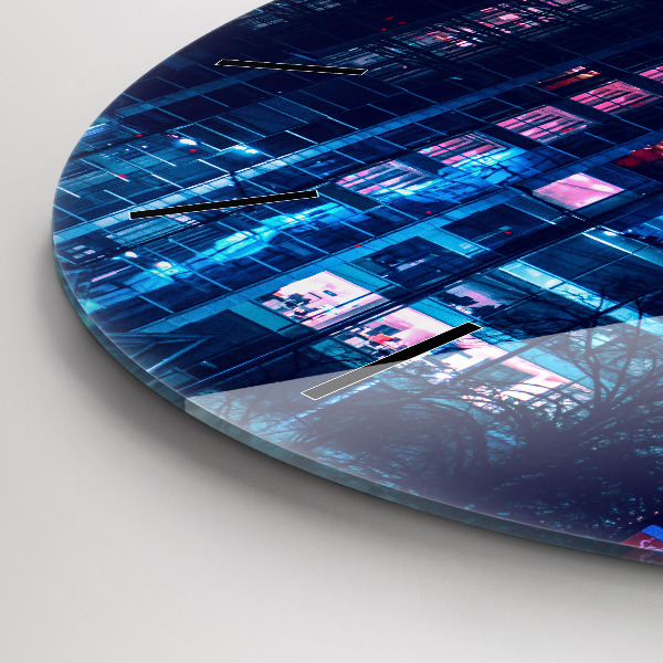 Reloj redondo pared Varsovia de noche