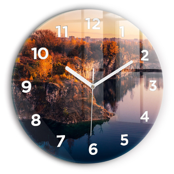 Reloj redondo pared Cracovia Lago Zakrzówek Otoño