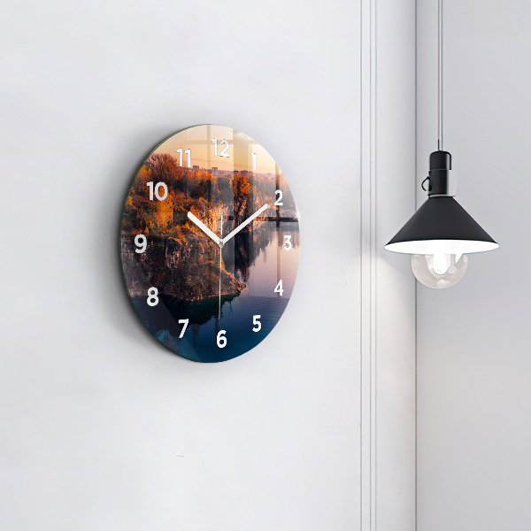 Reloj redondo pared Cracovia Lago Zakrzówek Otoño