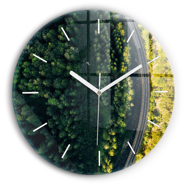 Reloj de cristal redondo Bosque a vista de pájaro