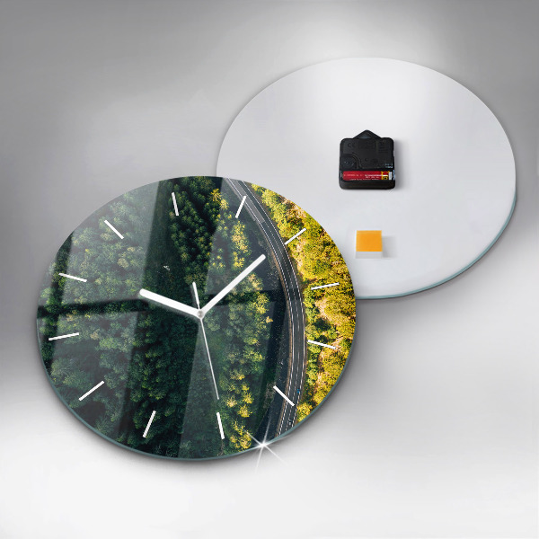 Reloj de cristal redondo Bosque a vista de pájaro