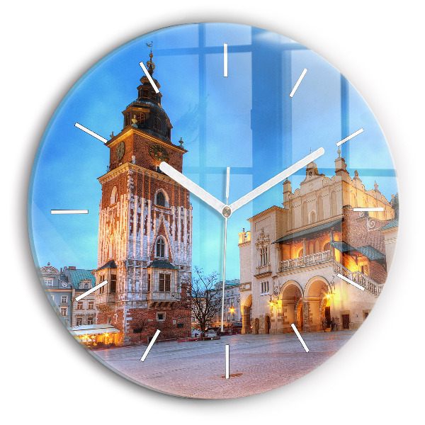 Reloj redondo pared Plaza del Mercado Principal en Cracovia