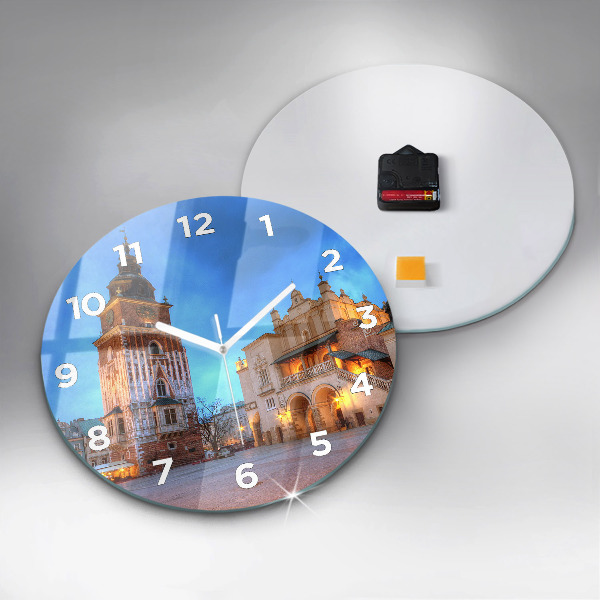 Reloj redondo pared Plaza del Mercado Principal en Cracovia