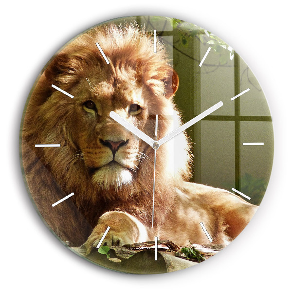 Reloj de cristal redondo Retrato de un león