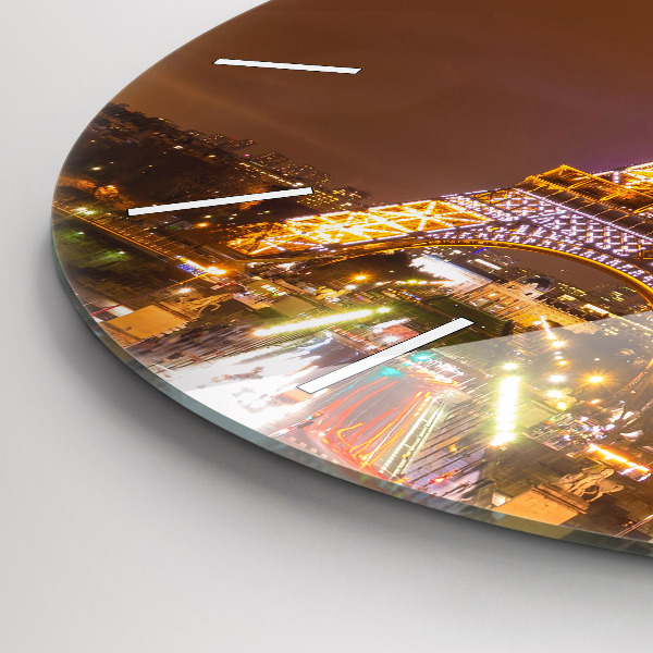 Reloj redondo pared Torre Eiffel iluminada