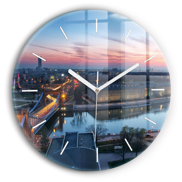 Reloj de pared redondo Wrocław desde un dron