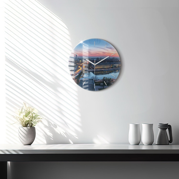 Reloj de pared redondo Wrocław desde un dron