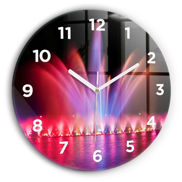 Reloj redondo pared Fuente de Wrocław por la noche