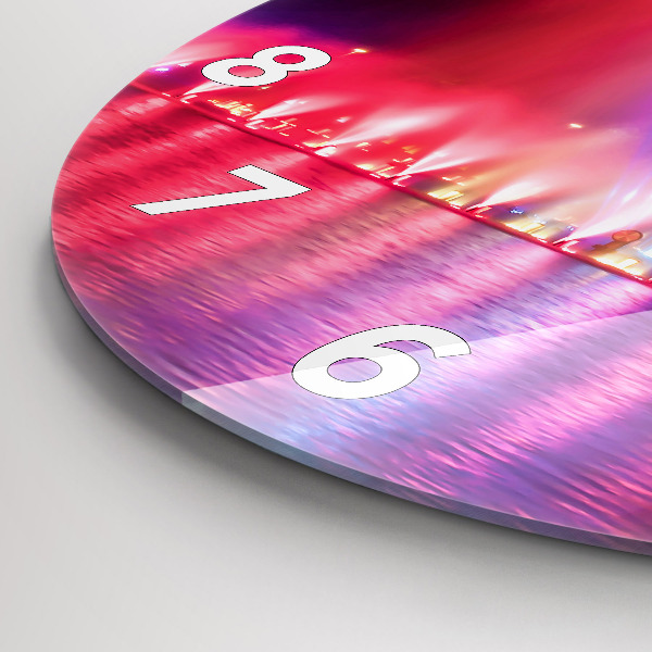 Reloj redondo pared Fuente de Wrocław por la noche