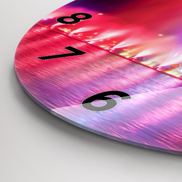 Reloj redondo pared Fuente de Wrocław por la noche