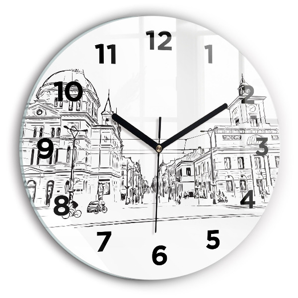 Reloj de cristal redondo Ilustración de la ciudad de Poznan
