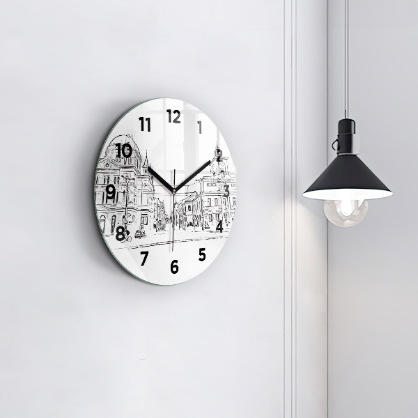Reloj de cristal redondo Ilustración de la ciudad de Poznan