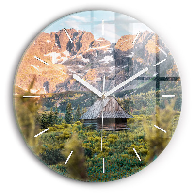Reloj de cristal redondo Cabaña en los montes Tatra
