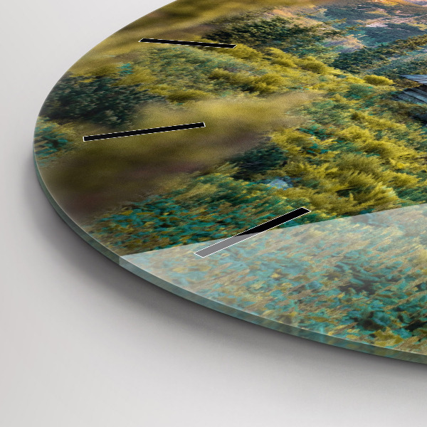 Reloj de cristal redondo Cabaña en los montes Tatra