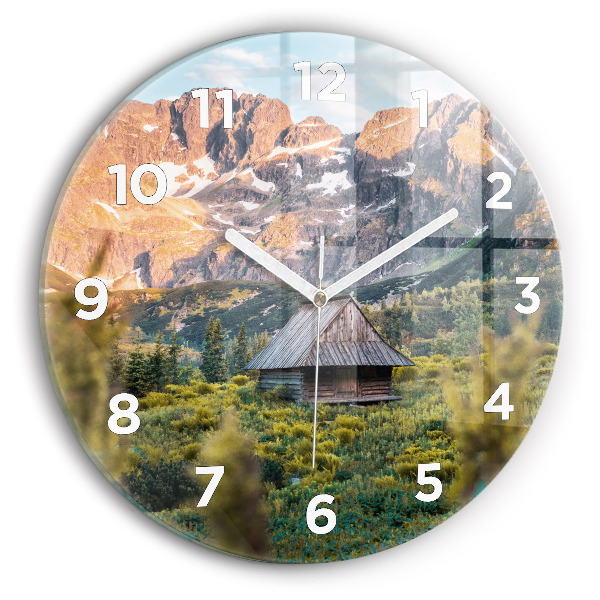 Reloj de cristal redondo Cabaña en los montes Tatra