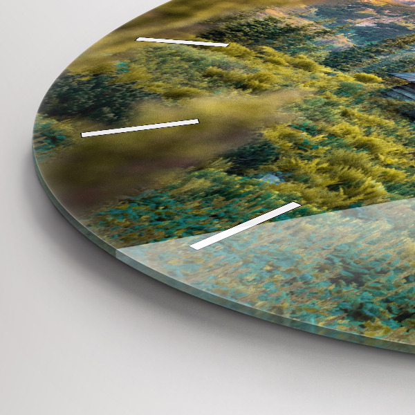 Reloj de cristal redondo Cabaña en los montes Tatra