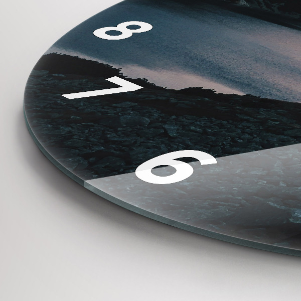 Reloj de cristal redondo Lago y montañas