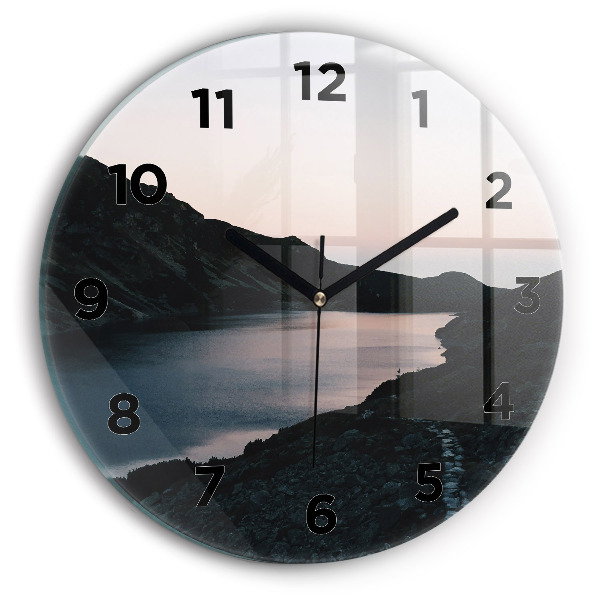Reloj de cristal redondo Lago y montañas